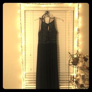Floor length. Navy. SILK. Prom Dress. Worn once.